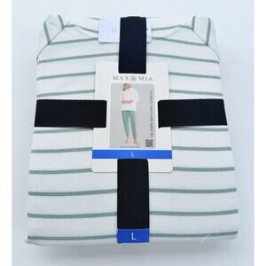 Max & Mia Women’s Waffle Knit Lounge Set Green Hoodie Jogger L NWT